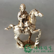 Antique bronze God of Fortune collection antique distressed white bronze get rich hide money office home small ornaments