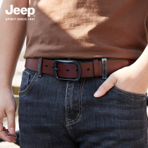 jeep jeep mens belt mens pin buckle tide young Korean version Joker pure cowhide belt leather belt leather belt