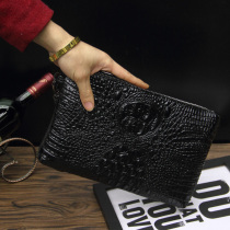 Soft leather crocodile pattern new mens handbag large capacity handbag envelope casual bag Korean Bag Mens bag clip bag
