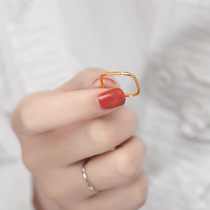 Square ring ring female small square ring simple personality does not fade tone shake sound with cold wind ring female