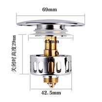Bath water drain full copper bounce core accessories wooden barrel sewer plug filter screen deodorant drain pipe