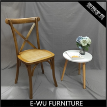 Outdoor Manor dining chair simple solid wood cross chair outdoor wedding chair rattan seat cushion chair back chair