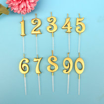 Nouveau Riche Gold Number 0-9 Candles Birthday Number Candles Wedding Party Candle Cake Decoration 10pcs pack