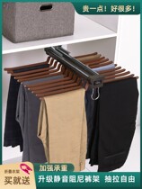 Side-mounted pant rack telescopic multifunctional wardrobe accessories home cabinet internal damping West trouser rack pants top-leggings rack