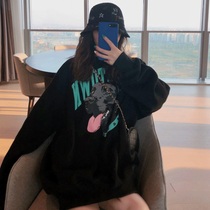 Plus velvet padded sweater womens autumn and winter 2021 New ins lazy wind bf jacket chic Tide brand top