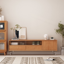 Nordic Wood Japanese TV cabinet small apartment living room audio-visual cabinet multi-function large-capacity lockers household floor cabinet