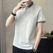 Ice wire short sleeve T-shirt men summer thin slice over polo shirt high-end casual pearl cotton summer tide half sleeve