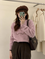 European autumn and winter New 2021 net red round neck super good looking top cartoon elephant printing pullover sweater