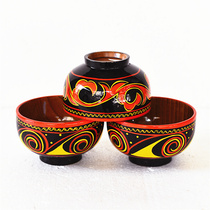 Sichuan Liangshan Xichang Yi Distinctive Handicraft Solid Wood Hand-painted Lacquered Lacquer Color and Exquisite Wooden Bowls