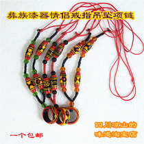 Sichuan Liangshan Minority Crafts Solid Wood Painted Ring Pendant Necklace Hand-painted Yi Lacquerware
