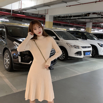 2021 new autumn women fashion temperament goddess Fan age pleated skirt Korean half high collar milk sweet skirt waist