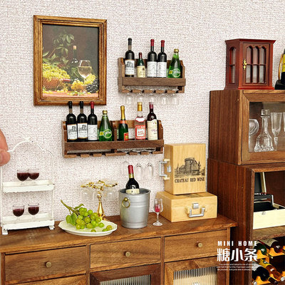 taobao agent Sugar baby house mini wine rack micro -shrinkage baby use wine glass miniature model wine gear scene props OB11 furniture