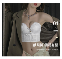 Strapless invisible bandeau small chest gathered on the support non-slip underwear Female sense of girdle beauty back bra summer thin section