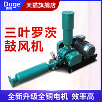 Three-leaf Roots blower high pressure aerator Fish Pond Aeration 380V industrial aquaculture sewage treatment Blower