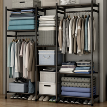 Simple coat rack Wardrobe type drying rack Hanging rack Floor folding household indoor bedroom large capacity storage