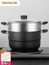 Steamer Household large capacity large steamed rice button meat burning black soup pot Steamer dual-use gas stove with multi-layer