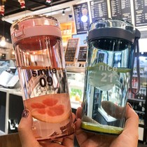 Korean version of men and women fresh shaking Cup cute portable Sports Cup fitness lemon Cup student plastic casual Cup