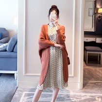 Pregnant women suit out fashion two-piece long winter coat age-reducing wave dot dress spring and autumn dress