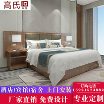 Quick Hotel Furniture Punctuator Twin Beds Apartment Rooms Full Guest House Bed Head Cabinet Customised Rental Room Bed Economy