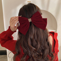 Red bow Hairband female Christmas hairclip hair rope 2021 New Net red hair accessories clip back of the head