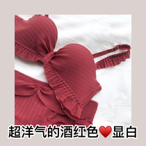  Fugitive princess small chest gathered underwear female rimless thin bra cover suit strapless invisible red wedding