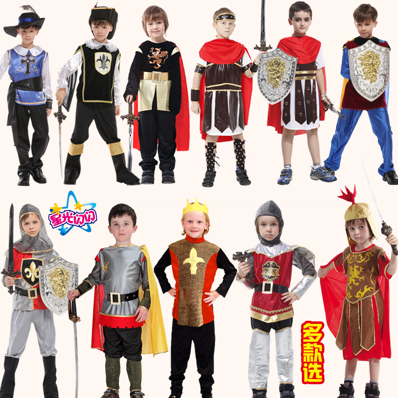 萬圣節兒童古羅馬服裝武士希臘十字軍服裝道具男女演出斯巴達衣服