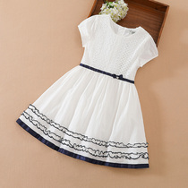  Girls  summer princess dress 2021 new pure cotton Korean white fashion middle and large childrens short-sleeved dress Western trend