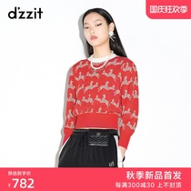 dzzit 2021 autumn counter new knitted jacquard slim casual jumper womens 3D3E4026K