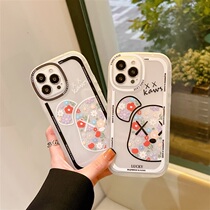 New Half Face Violent Bear Apple 13promax Mobile Phone Shell 7 8P Creative Tide Card Anti-Fall Application iPhone12