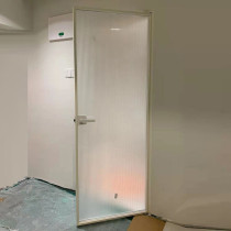 Shanghai Extremely Brief Narrow Side Toilet Grey White Flat Open Door Super White Long Iridescent Glass Partition Kitchen Toilet Bathroom Door