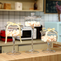 European glass candy cans with lid tall transparent storage cans display dessert table soft decoration wedding home furnishings