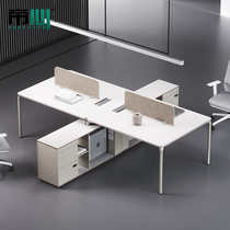 Financial Desk Brief About Modern Staff Double Cassette Four-station employee 2 t type table and chairs combination