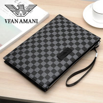 Vigan Armani mens leather business simple Plaid envelope bag clutch clutch bag clutch bag tide