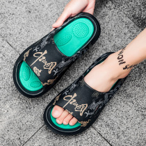 National Tide Slippers Mens Wave Outdoor Wearing Non-slip Thick Bottom Lined for men 2022 New summer home cool slippers