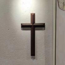  Smoked oak grain wooden cross decoration wall hanging overall engraving seamless embossing process 12 facets trumpet