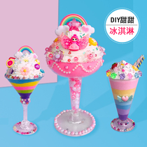 Childrens diy simulation dessert ice cream cup making material package handmade clay ice cup ice cup ice cream play set