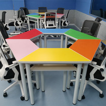 Desks and chairs Primary school students School reading activities Multimedia tables Art painting tables Hexagonal trapezoidal training counseling tables