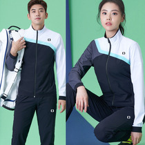 Large size new spring and autumn badminton suit suit mens and womens long-sleeved jacket sports tennis volleyball suit team uniform customization
