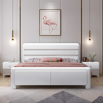 Modern minimalist white baking lacquered solid wood bed oak 1 2m single 1 5m double bed 1 8m2 mi 2 2 m large bed