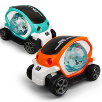3D light toy car model electric universal rotation colorful music card car children's parent-child toys net red