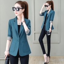  Small suit jacket womens spring and autumn 2021 new early autumn thin casual suit mom short top autumn