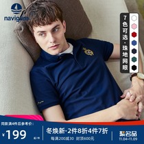 Navigare Italian Sailboat Mens Summer Short Sleeve Polo Shirt Lapel Embroidery Slim T-Shirt Pineapple Shirt