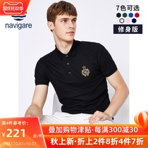 Navigare Navkiel Mens Short Sleeve Italian Sailboat Polo Shirt 2021 Summer Pure Color Cotton T-shirt
