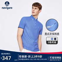 Navigare Navikel Mens Short Sleeve Italian Sailboat Polo Shirt 2021 Summer Blue Cotton T-Shirt
