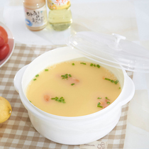 Round binaural microwave oven special heating lunch box bento box household large plastic microwave oven bowl soup bowl with lid