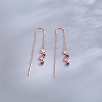 Korean Version Minimalist Temperament s925 Pure Silver Flash Drilling Star Manger Wire Female Brief Temperament Rose Gold Plume Earrings Summer