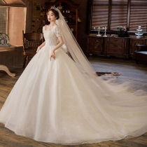 French light main wedding dress 2021 New temperament bride retro court tailing luxury simple atmosphere small man Winter