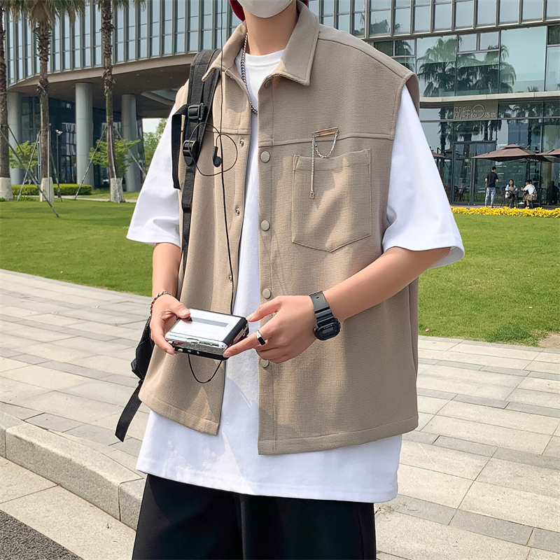 Bf Hong Kong Breeze Japanese Kam Shoulder Vest Men's INS Fashion Brand Retro Loose Work Coat Summer Korean Edition Trendy Vest