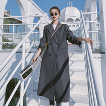 This years popular windbreaker womens autumn 2021 new Korean version loose casual medium long temperament blazer spring and autumn