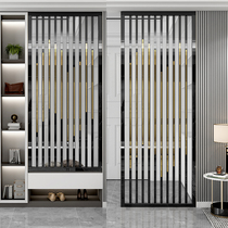 Stainless steel screen partition Light luxury titanium door into the living room Modern simple hollow entrance New Chinese wrought iron